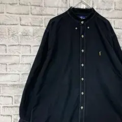 ラルフローレン長袖シャツ！ブラックL ロゴ刺繍 0130