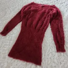 シャギー ニット ワンピース ワインレッド ボルドー M vida Roseo