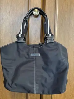 アニエス・ベー　ブラック ナイロン トートバッグ