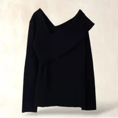 リエディ　長袖オフショルニット　L　黒　アシメントリー　キレイめ　無地　セクシー