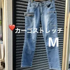 ❤️カーゴポケット付き ストレッチデニムパンツMブルー◆ワークマンのサムネイル