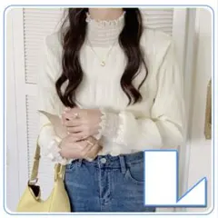 ホワイト プリーツブラウス Lサイズ 清楚 カジュアル フォーマル 着やすい