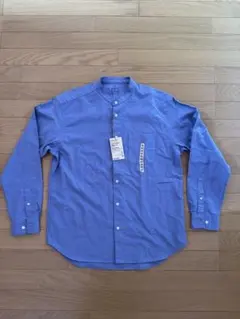 【新品】無印良品 洗いざらしオックススタンドカラーシャツ Mサイズ ブルー