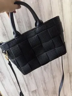 未使用品！編み込みデザイン ブラック2wayハンドバッグ♡