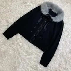 アクシーズファム　カーディガン　ブラック　ファー　薔薇　リボン　レース　Mサイズ