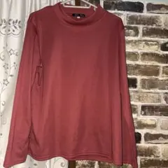 美品 裏起毛タートルネックカットソー フリーサイズ 朱赤