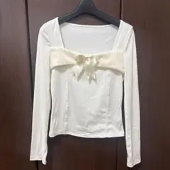 SHEIN Dazy M サイズ ロンＴ 白 モコモコ リボン