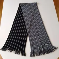 Equal ストライプマフラー 黒とグレーリバーシブル