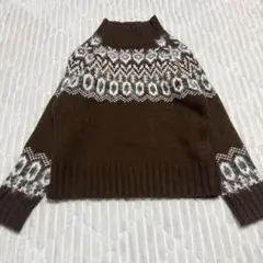 【a4047】ロペピクニック 新品 ハイネック求心ニットプルオーバー ブラウン