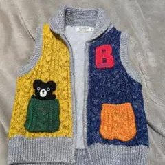 mikihouse ベビーニットベスト クマポケット付き