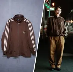 adidas 90s トラックジャケット ブラウン 在原みゆ紀着用 秋物 好配色
