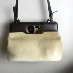 美品ブルガリ BVLGARI イザベラ ロッセリーニ バッグ ハラコ ベージュのサムネイル