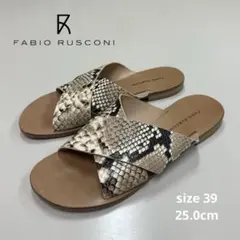 FABIO RUSCONI パイソン柄クロスベルトフラットサンダル　25.0cm