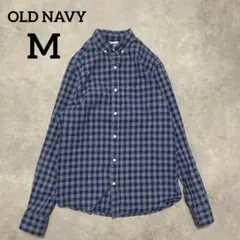 OLD NAVY 長袖チェックシャツ M ブルー