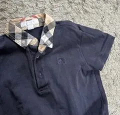 バーバリー　ネイビー　チェック柄襟 ポロシャツ