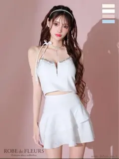 ROBE de FLEURS ローブドフルール ホワイトキャバドレス Sサイズ