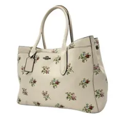COACH コーチ PVCトートバッグ 花柄 オフホワイト フローラル A4可のサムネイル
