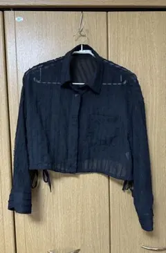 シアークロップブラウス　黒 earth music&ecology F