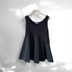 OPAQUE.CLIP 異素材ドッキングペプラムトップス　黒のサムネイル