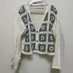 アイボリー レース編み カーディガン SM2