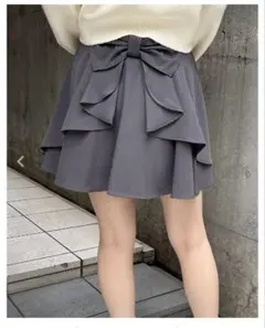 INGNI バックリボンフレアスカパン グレー