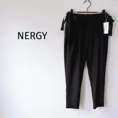 新品【NERGY】ストレッチイージーパンツ 黒 リボン ウエストゴム カジュアル
