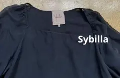 Sybilla 長袖 シルク スクエアネック シアーブラウス ブラックのサムネイル