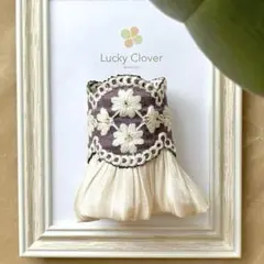 ⁑紫に白い小花柄⁑ インド刺繍リボン ワイヤー入り ポニーフック