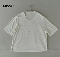 ミゼール★フラワー リバースアップリケ Tシャツ 大きいサイズ LL 日本製のサムネイル