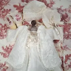 アンティーク　ヴィンテージ　アメリカ　ベビードレスセット　ケープ　ボンネット　靴