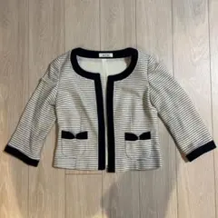 Rew de Rew ストライプ ノーカラージャケット リボン付き