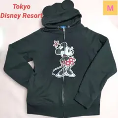 美品✨東京ディズニーリゾート ミニーマウス 耳付きフード ジップパーカー　M