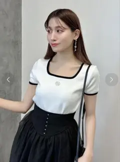 eimyモチーフロゴパイピングTシャツ （WHITE）のサムネイル