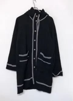 pierre cardin レトロ ブティック 古着 ロングニットパーカーコート