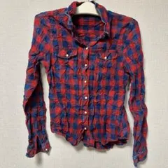 ✨ONLY 赤・青チェック 長袖シャツ 36✨