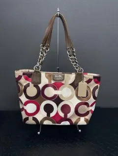 ★COACH コーチ ショルダーバッグ オプアート トートバッグ レッド