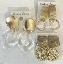 3点セット　717 ハンドメイド　樹脂　金属　ピアス　イヤリング　まとめ売り