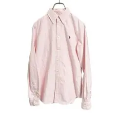 極美品 ラルフローレン ボタンダウン ストライプ シャツ ポニー ピンク S