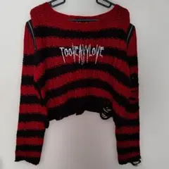 TOO FEW LOVE 赤黒ストライプニット ボーダー 赤×黒 V系 新品