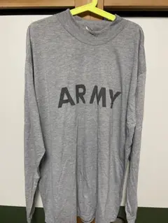 ARMYロゴ入りグレー長袖Tシャツ XL