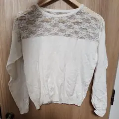 アイボリー レースニット 長袖
