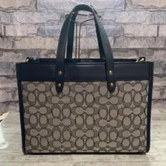 A78 COACH トートバッグ　シグネチャー　フィールド　トート　ネイビー