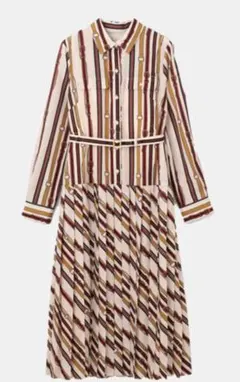 GRACE CONTINENTAL ベルトプリントプリーツワンピース