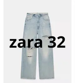 ZARA TRF ミッドライズバギーラインストーンデニム　34 ZARA TRF ミッドライズバギーラインストーンデニム 34 - メルカリ