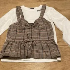 チェック柄キャミソールと長袖カットソーセット 150
