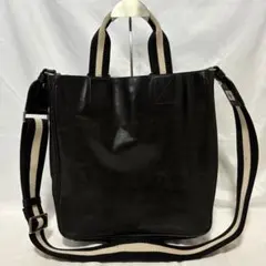 BALLY バリー 2way レザー ブラック ショルダーバッグ ストライプ