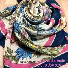 Pierre Balmain 花柄 シルク100%☆大判スカーフ