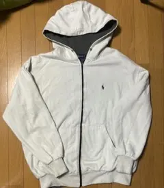 90s ラルフローレン ジップパーカー XL ホワイト 裏サーマル