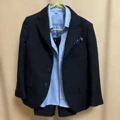 110サイズ フォーマルスーツ 黒 水色シャツ