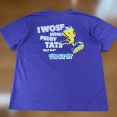 ルーニーテューンズ トゥイーティー Tシャツ L 紫 バックプリント 古着